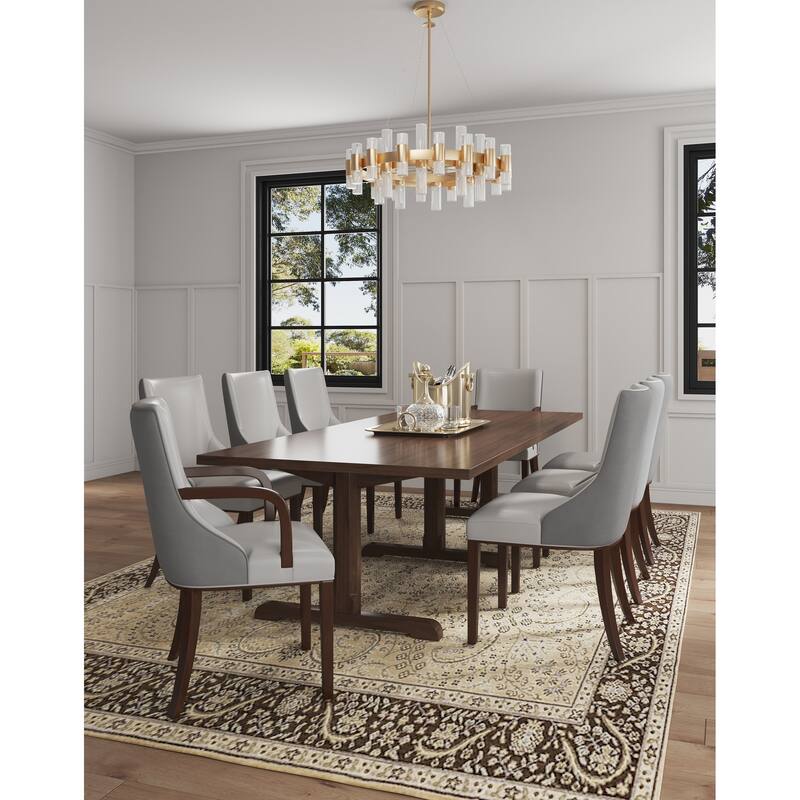 Manhattan Comfort Shubert Multi Piece Modern Faux Leather and Velvet Dining Chair Set