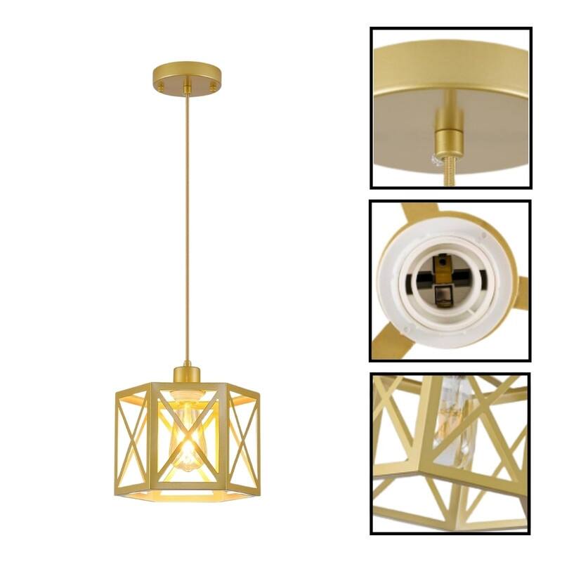 2 Pack hanging light gold kitchen lighting metal pendant light
