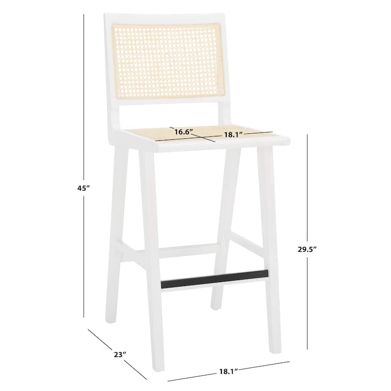 SAFAVIEH Couture Jeff French Cane 30-inch Bar Stool - 18 In. W x 23 In ...
