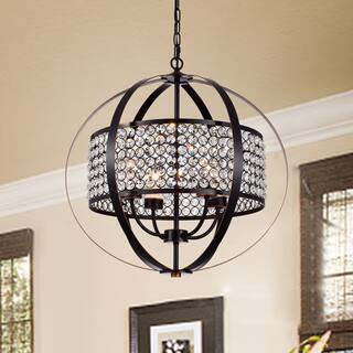 Oil Rubbed Bronze 4-Light Globe Pendant with Crystal Shade