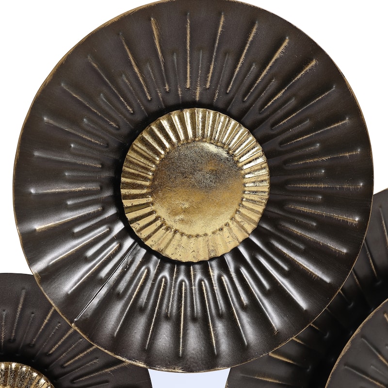 41.3" W Brown and Gold Metal Abstract Flower Wall Decor