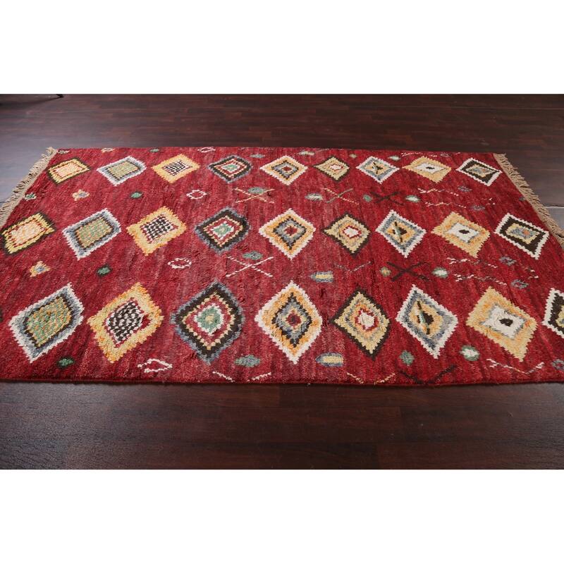Tribal Moroccan Oriental Wool Area Rug Hand-knotted Home Decor Carpet - 5'8" x 9'8"