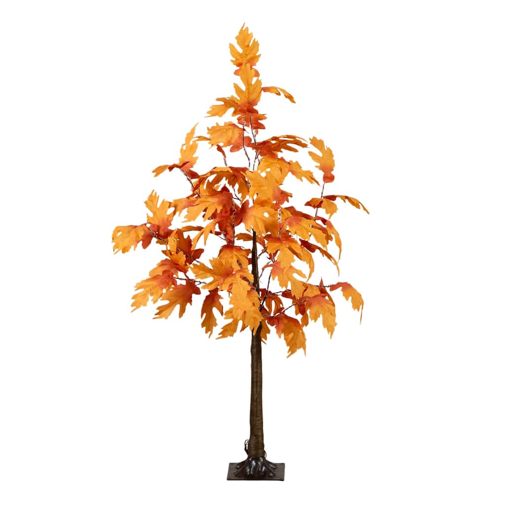 Pre-Lit Artificial Autumn Maple Fall Harvest Tree - 4' - Warm White LED Lights