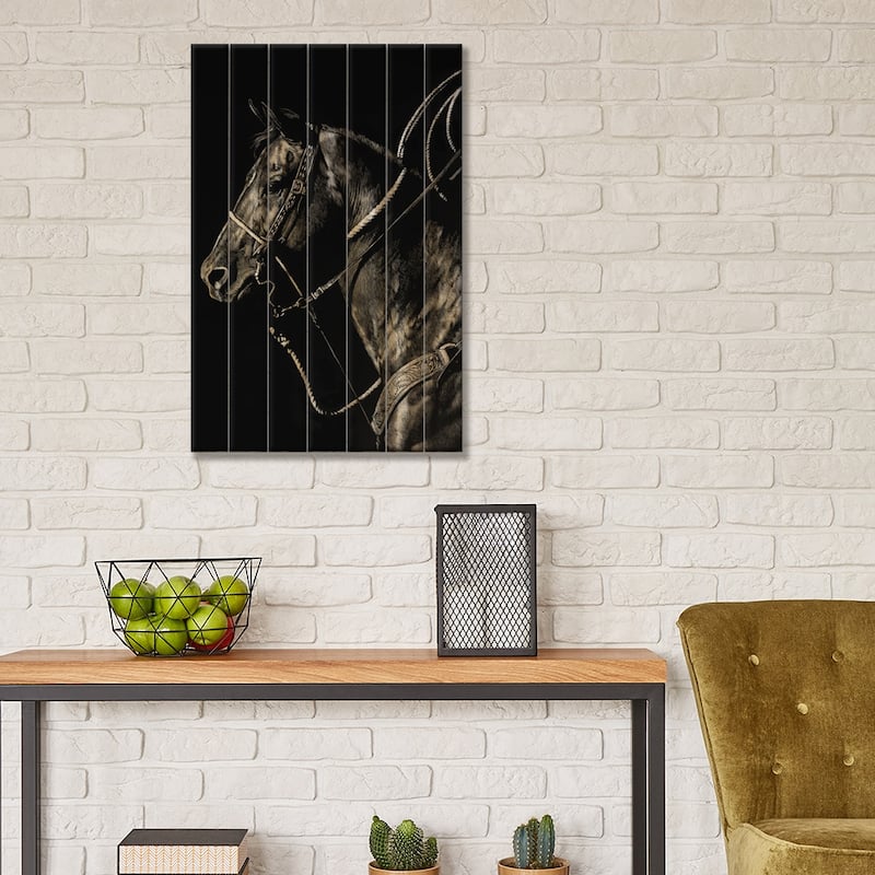 Scratchboard Rodeo V Print On Wood by Julie T. Chapman - Multi-Color