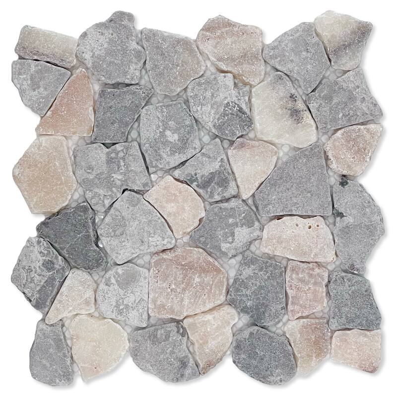 Fit Mosaic 11 in. x 11 in. Marble Mesh-Mounted Mosaic Wall and Floor Tile - Ash Grey Quartz Mix - 11 in. x 11 in.