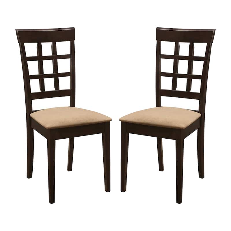 Set of 2 Side Chairs in Cappuccino and Tan - Set of 2 - Cappuccino and Tan - Dining Height