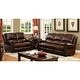 preview thumbnail 1 of 2, Furniture of America Drow Traditional 2-piece Brown Leather Sofa Set