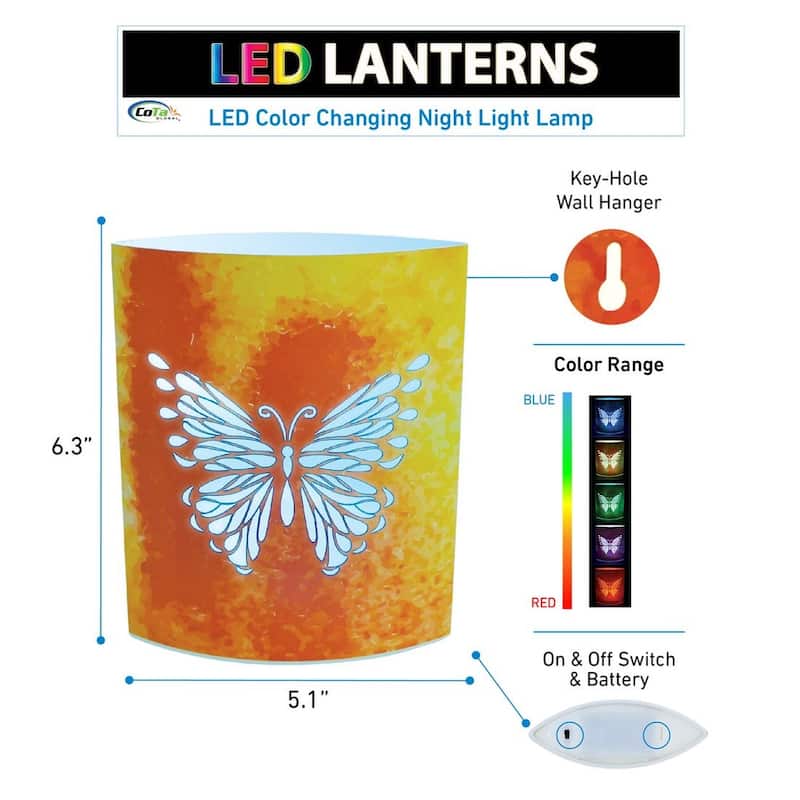 Cota Global Butterfly LED Decorative Lanterns - 5.1 inch x 6.3 inch