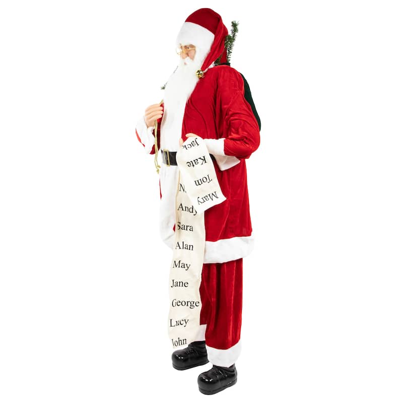 72" Red White Santa Claus with Naughty or Nice List Christmas Figure