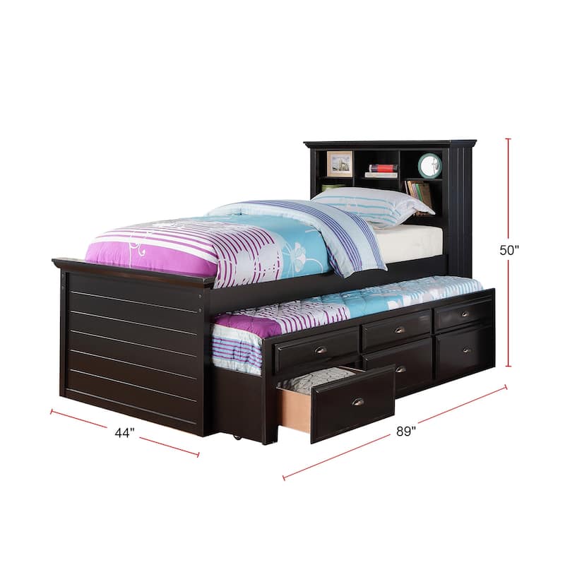 Wood Twin Size Storage Bed Whit Trundle