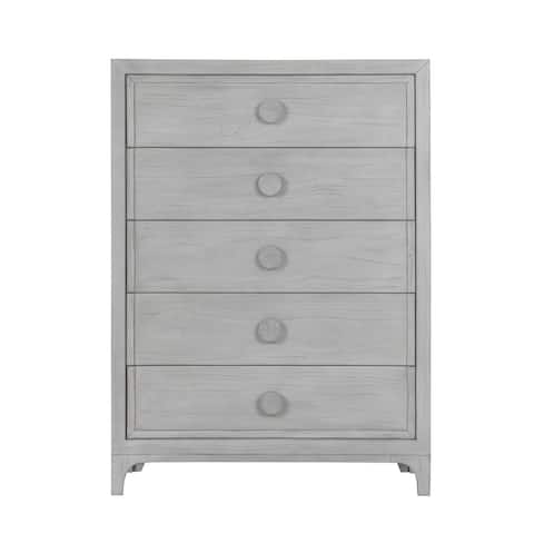 Boho Chic Five-Drawer Chest in Washed White