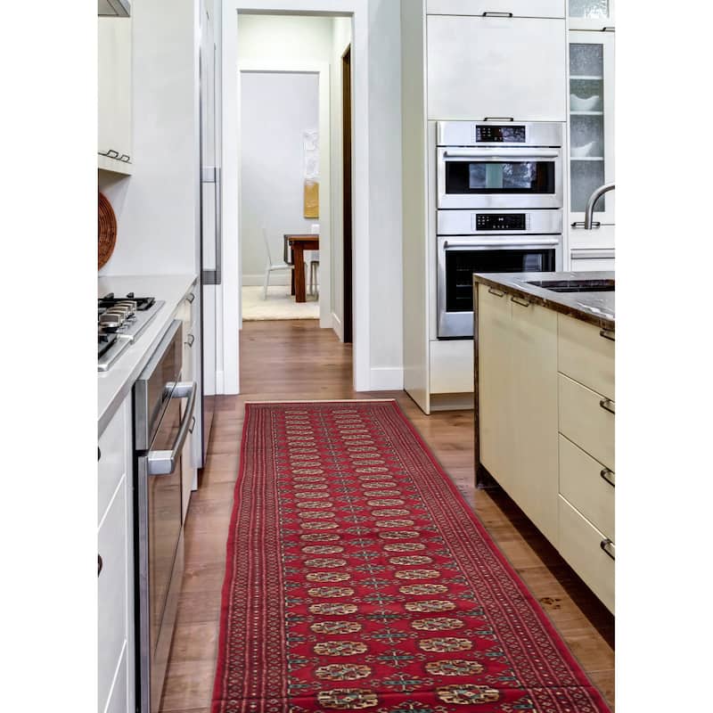 ECARPETGALLERY Hand-knotted Finest Peshawar Bokhara Red Wool Rug - 2'7 x 16'1