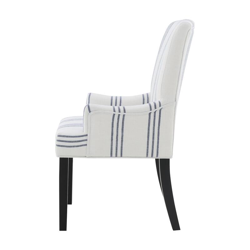 Upholstered Dining Arm Chair in Beige and Black