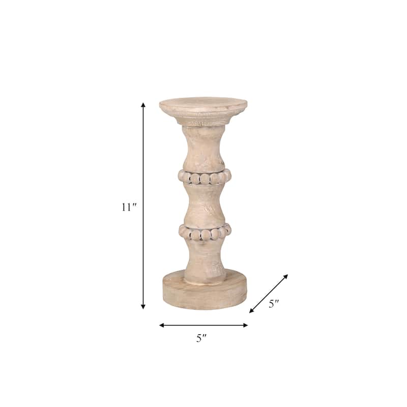 Sagebrook Home Artisanal Wood Pillar Candle Holders
