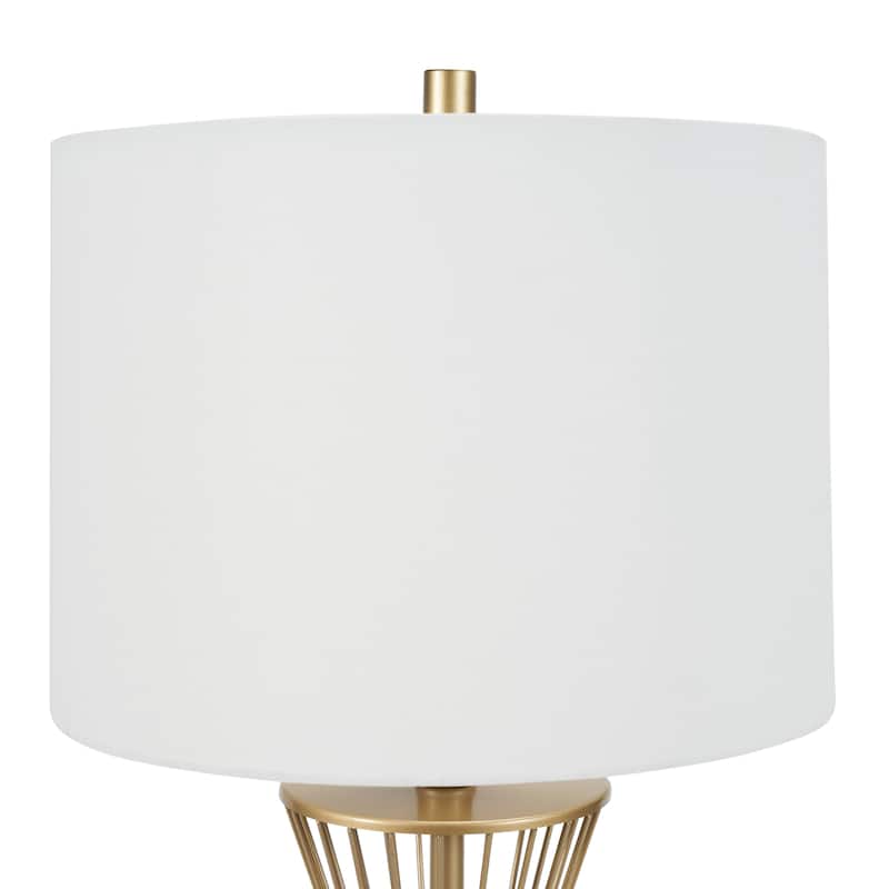 Nourison 27" Gold Metal & Marble Wire Triangle Table Lamp