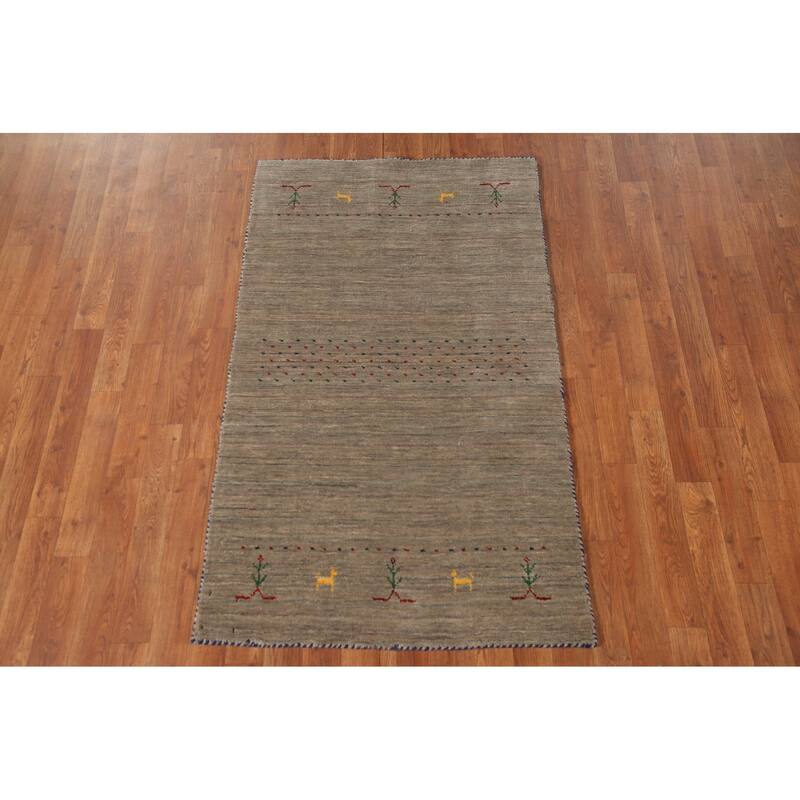 Tribal Gabbeh Accent Rug Handmade Oriental Wool Carpet - 2'10"x 4'11"