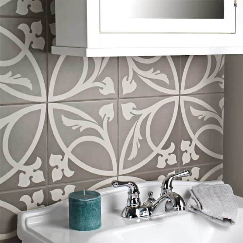 Merola Tile Caprice Liberty Taupe Encaustic 7.86" x 7.86" Porcelain Floor and Wall Tile