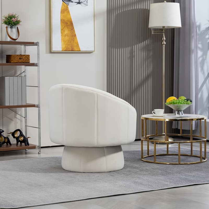 Modern 28.75" Velvet Upholstered 360° Swivel Accent Chair with Wood Frame and Waist Cushion
