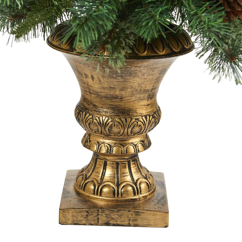 4ft. Pine, Pinecone & Berries Artificial Christmas Tree in Decorative Urn - Charming Holiday X-Mas Accent Tree