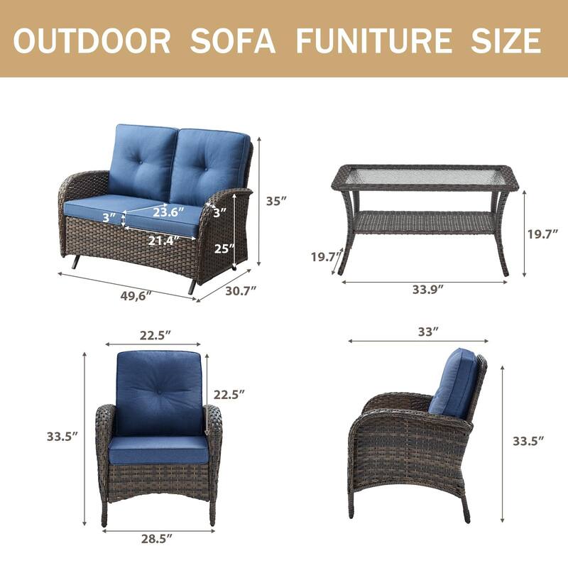 Outdoor Glider Sofa Patio Chair with Coffee Table