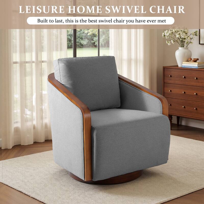 Chenille Modern 360°Swivel Barrel Chair Round Base