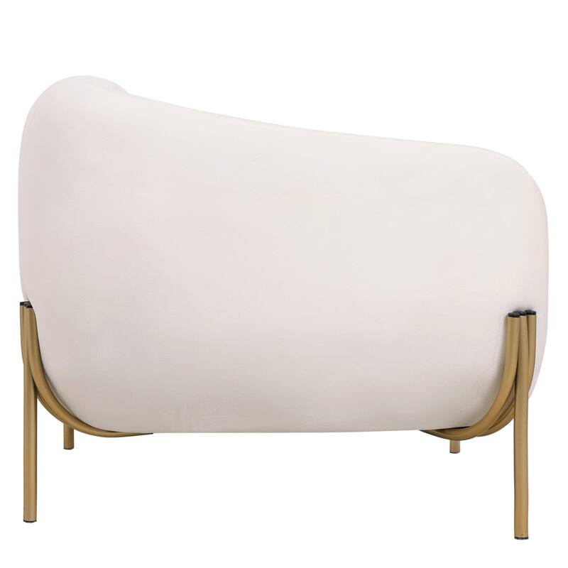 Zuno Mid Century Modern Upholstered Accent Armchair with Gold Metal Base, Plush Foam Cushioning, and Easy Assembly Design