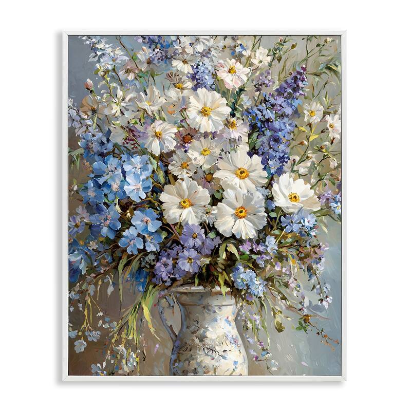Stupell Flowers in Chinoiserie Vase Framed Giclee Art Design By Franklyn Gregory - 16 x 20 - White