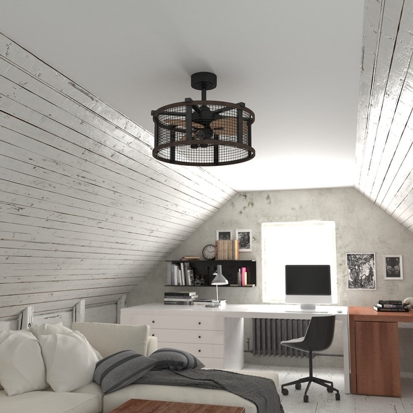Carbon Loft Montrese Oil Rubbed Bronze/Teak 21-inch Ceiling Fan - 21-in W x 17-in H x 21-in D. Opens flyout.