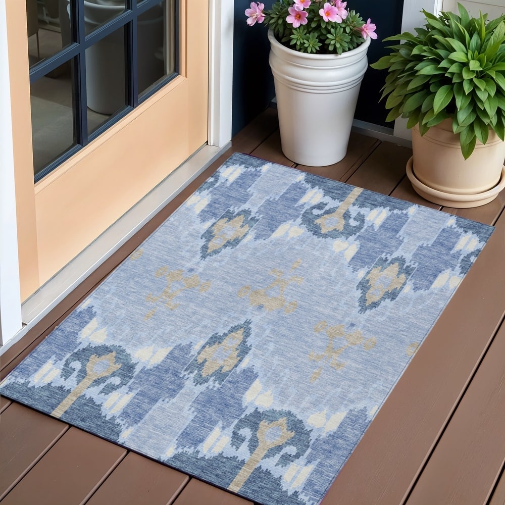 HomeRoots Ikat Transitional Rectangle Outdoor Rug