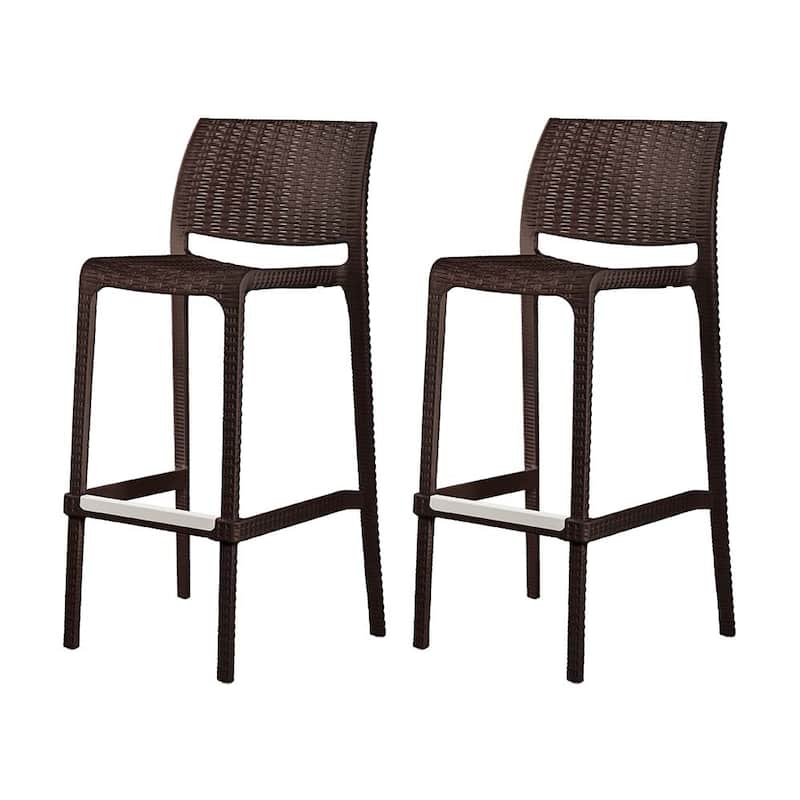 Rue Resin Stackable Bar Stools, Set of 2 - Brown