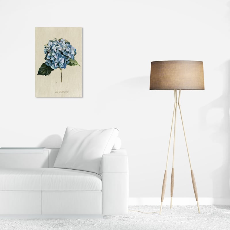 Wynwood Studio Canvas Floral and Botanical Hydrangea Botanical Blue and Pastel Pink Traditional Wall Art Canvas Print - 16 x 24