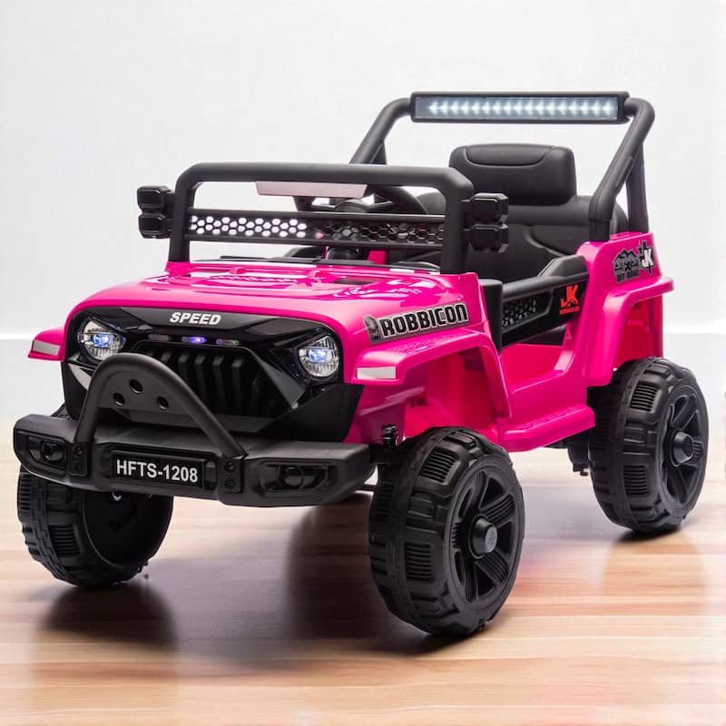 12V Kids Ride-On Electric Truck with Remote Control, 2WD, Four-Wheel Suspension, Bluetooth, MP3, LED Lights, for Ages 1-4 - Pink