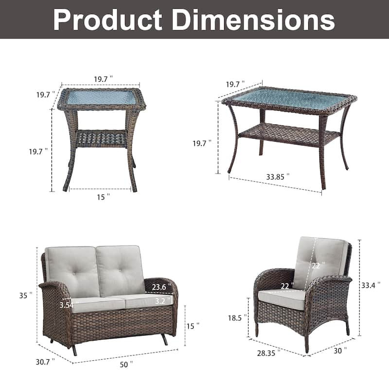 Gymojoy Outdoor Wicker Patio Furniture Loveseat Glider Set