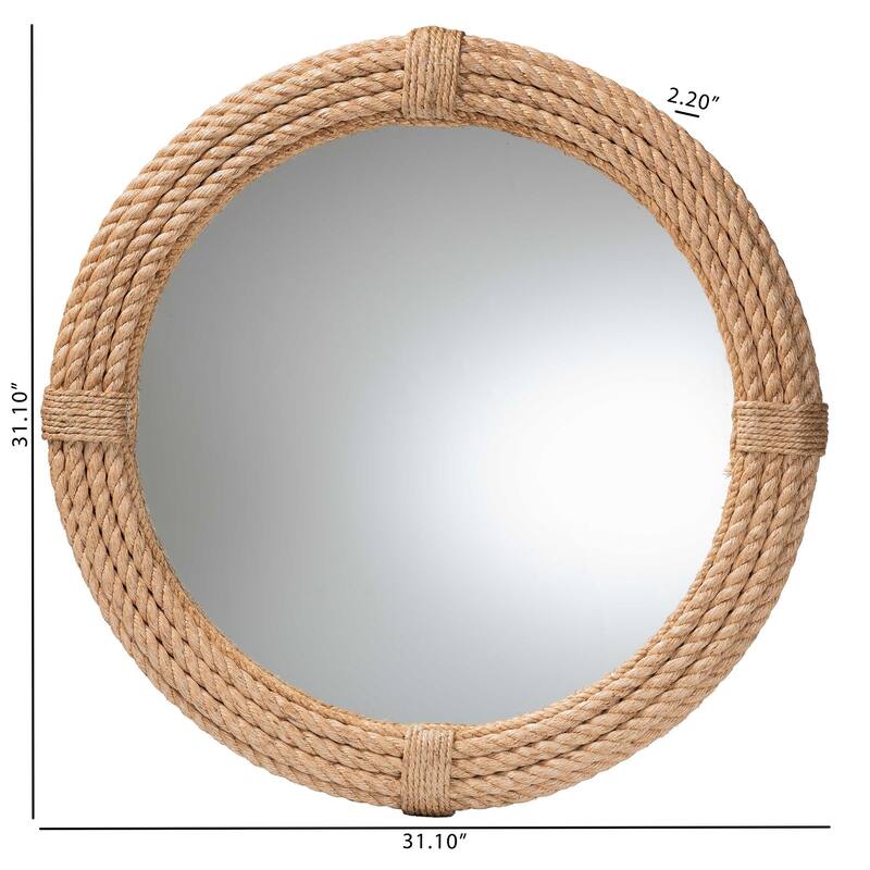 Manila Bohemian Woven Rope Accent Wall Mirror - Natural