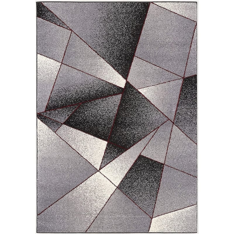HomeRoots 4' X 6' Gray And Blue Prism Pattern Area Rug