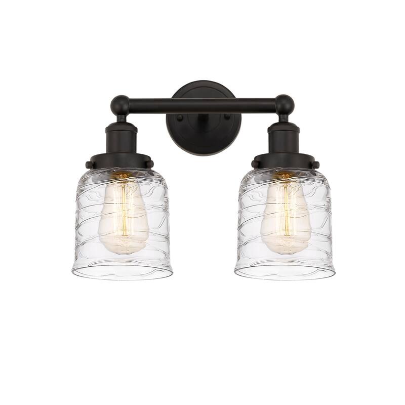 Innovations Lighting 616-2W-10-16 Bell Vanity Bell 2 Light 16" Wide - Oil Rubbed Bronze / Clear Deco Swirl