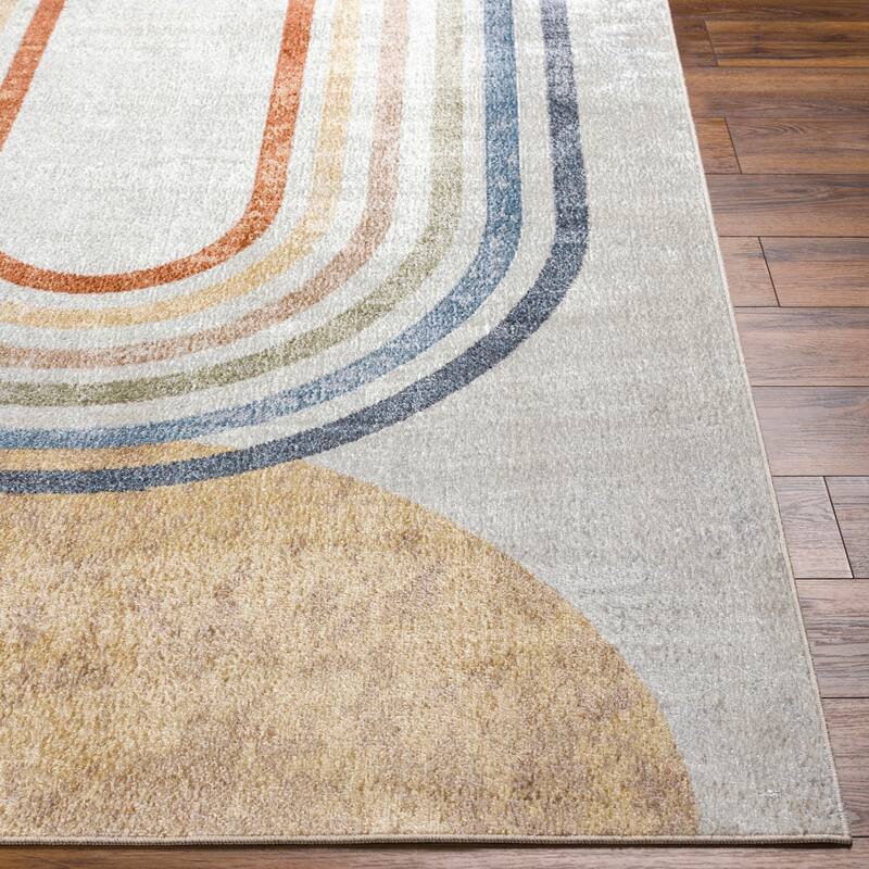 Livabliss Lillian Machine Washable Rainbow Stripes Area Rug