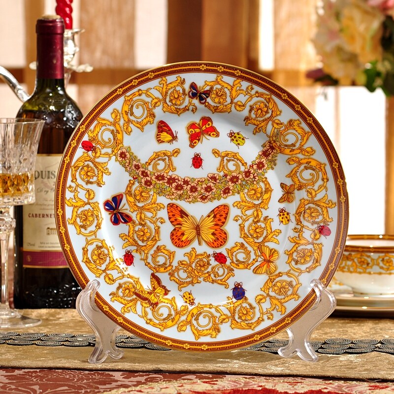 Luxury Design European Royal Butterfly Bone China Dinnerware Set