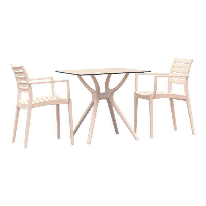 3-Piece White Recyclable Outdoor Patio Dining Set 33"