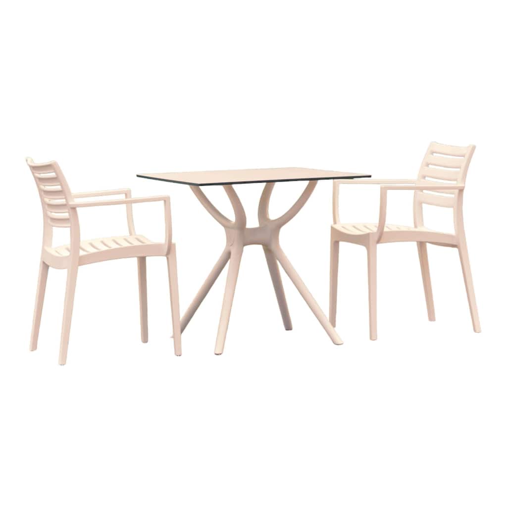 3-Piece White Recyclable Outdoor Patio Dining Set 33"