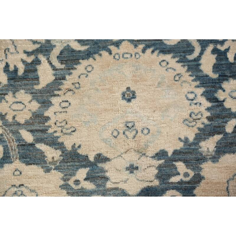 Blue Vegetable Dye Ziegler Oriental Area Rug Hand-Knotted Wool Carpet - 8'4"x 9'9"
