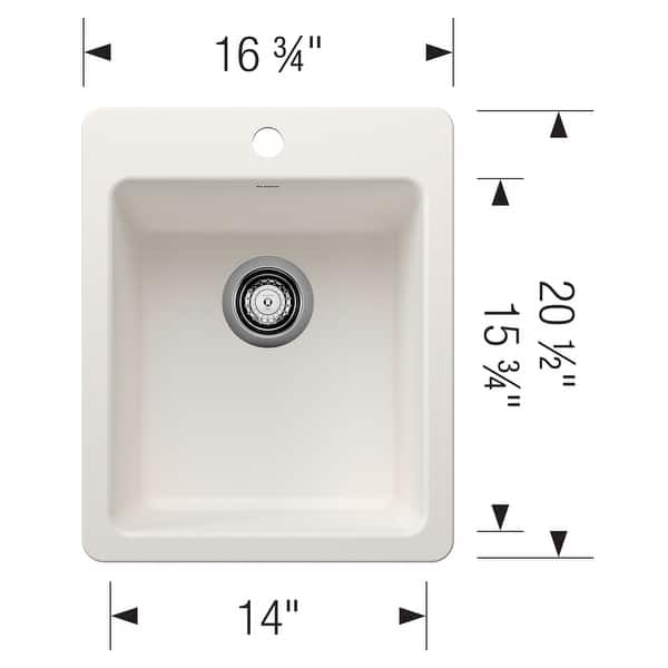 dimension image slide 2 of 7, Blanco 443237 Liven 16-3/4" Drop-In/Undermount Single Basin SILGRANIT
