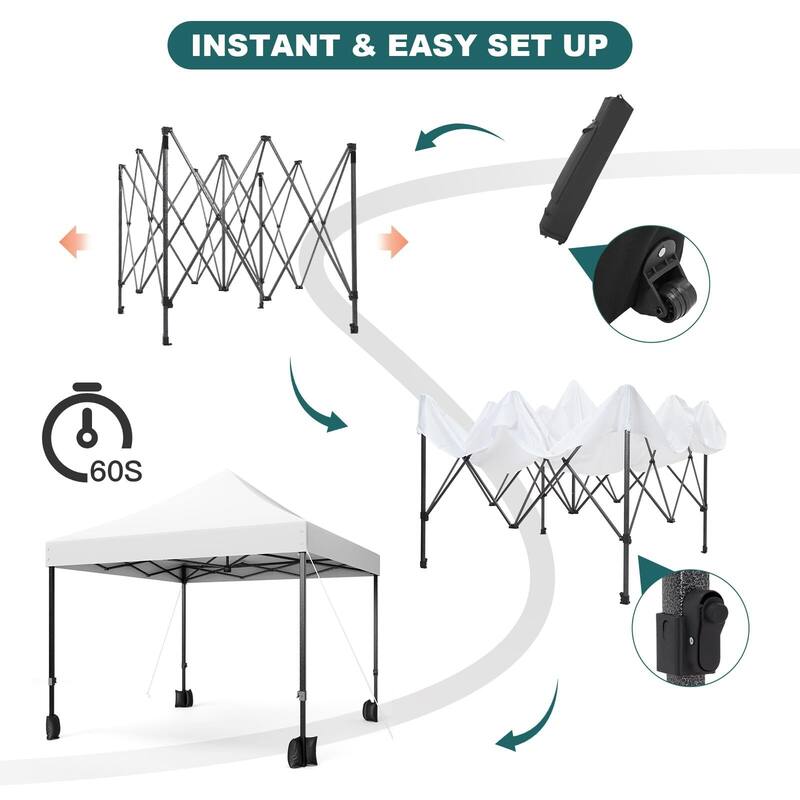 10x10 Ft Pop Up Canopy Tent, Portable Heavy Duty Commercial Canopy