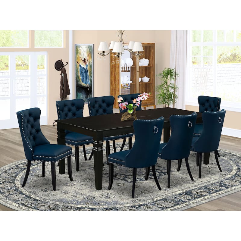 East West Furniture Dinette Set- a Dining Table with Butterfly Leaf and Upholstered Chairs, Black (Pieces Options) - LGDA9-BLK-29