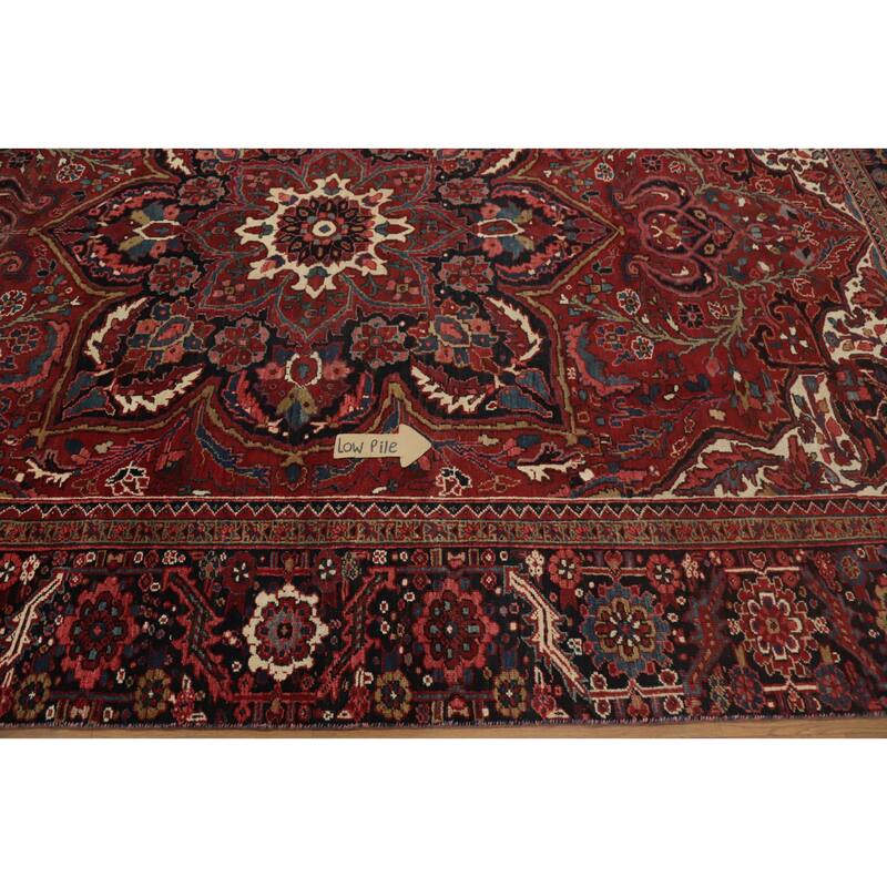 Hand Knotted Oriental 100% Wool Carpet Traditional Floral Red Heriz Area Rug - 11' 3'' X 8' 0''