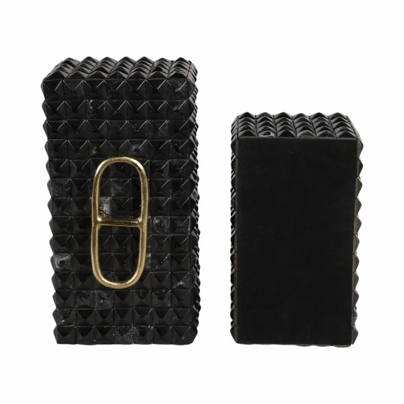 Decorative Box with Lid and Metal Handle - Set of 2, 14", 11", Gray - 14.0"