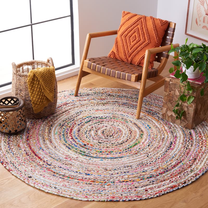 SAFAVIEH Handmade Cape Cod Marget Boho Coastal Jute Rug - 11' Round - Beige/Multi - Round