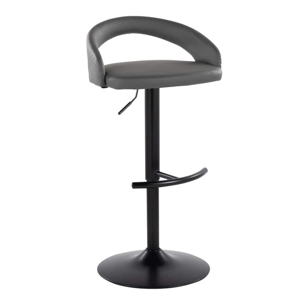 Grotto Upholstered Adjustable Barstool with Black Base