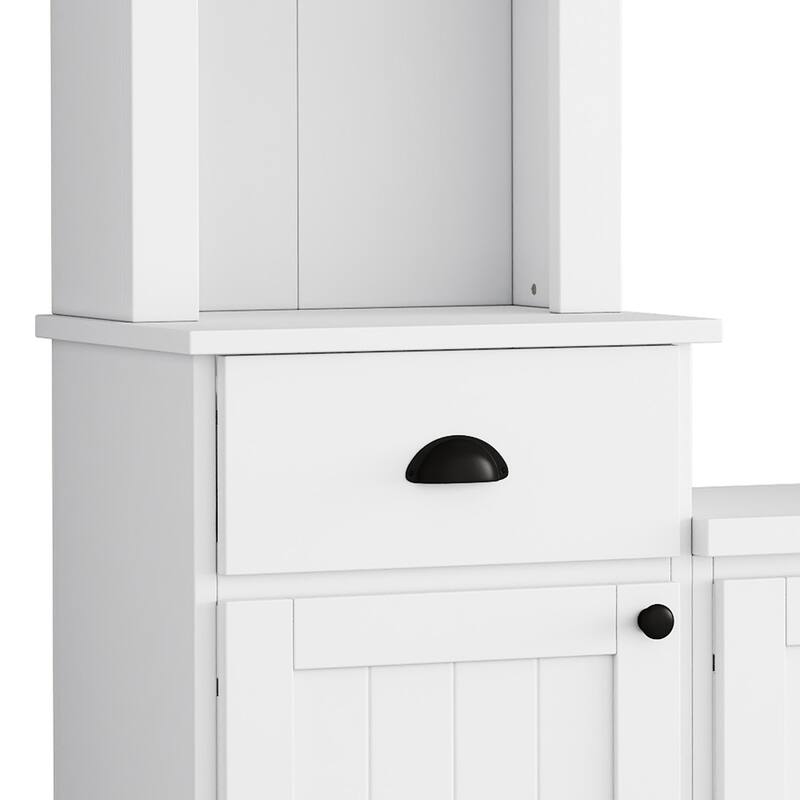 Modern Wall Unit Set for TVs Up to 75" with Adjustable Bridge & Ample Storage - Includes Bookcase, Wine Rack & Display Case