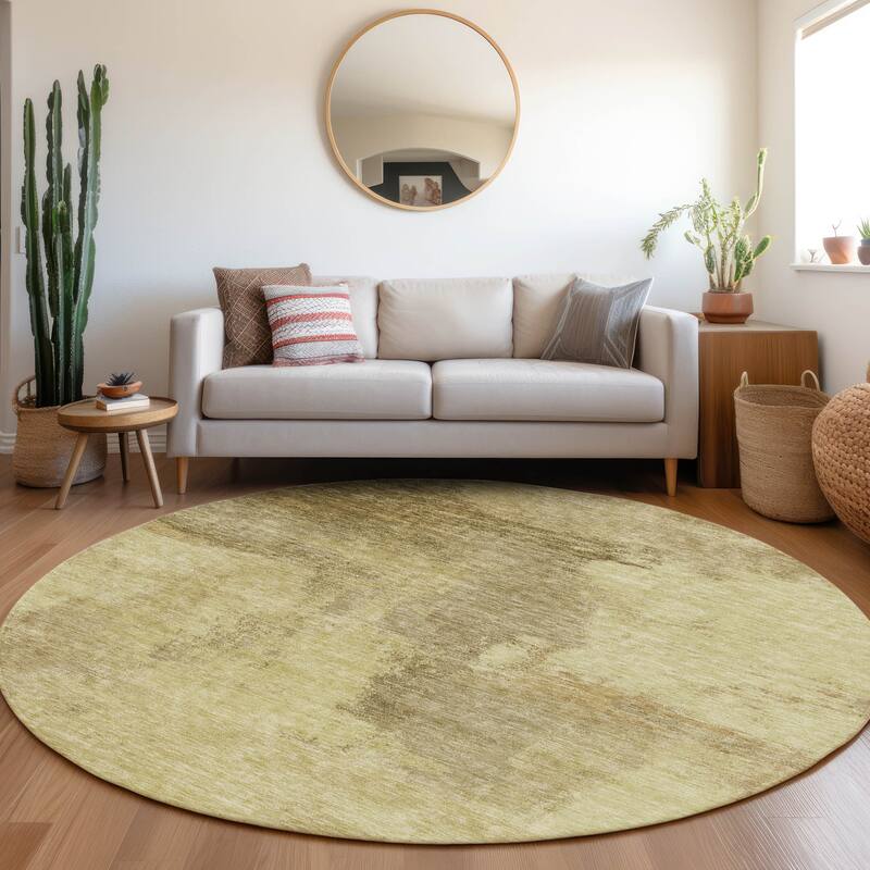 Machine Washable Indoor/ Outdoor Contemporary Abstract Chantille Rug - Brown - 8' x 8'